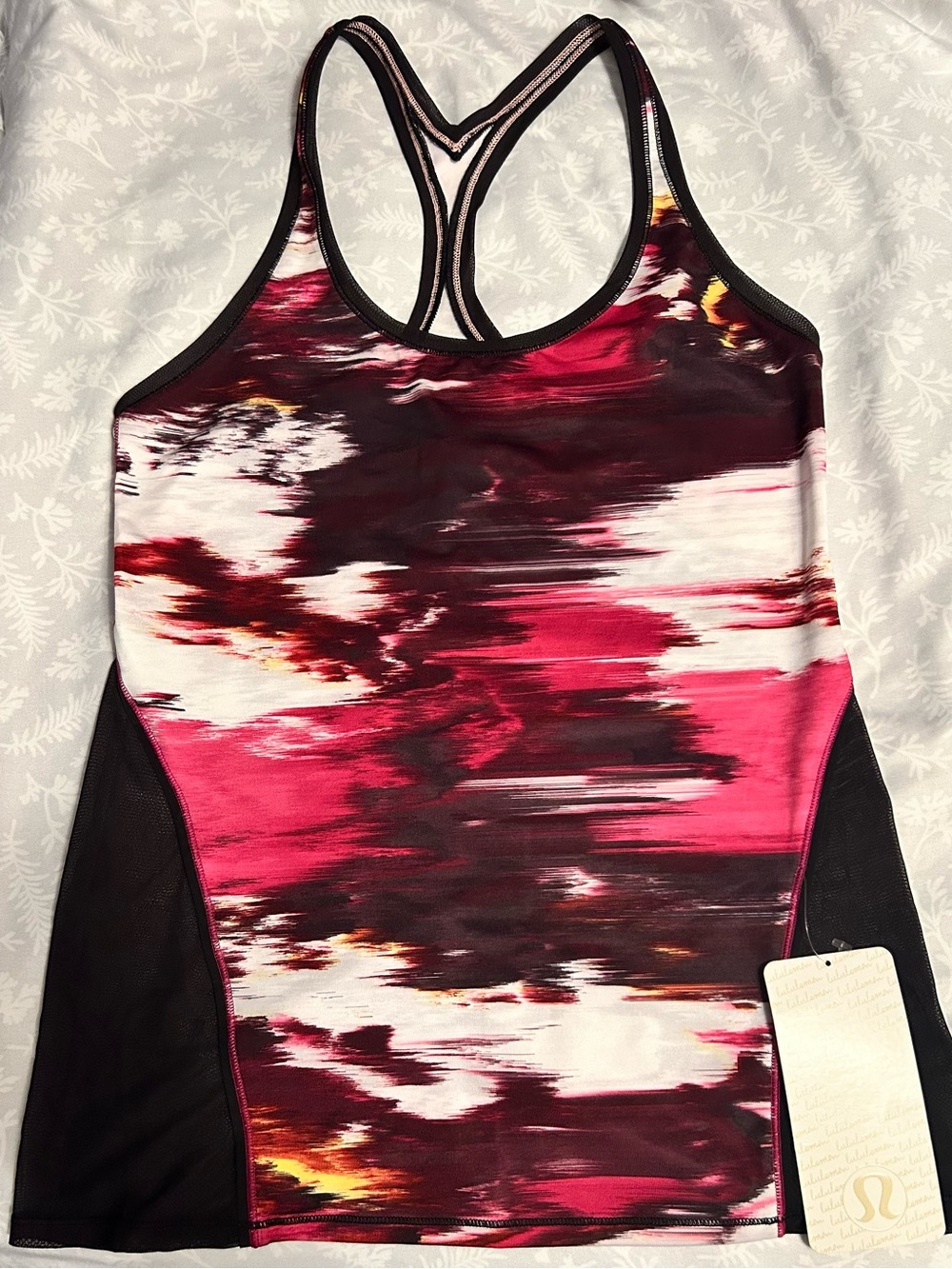 lululemon Pink & Black Performance Mesh-Panel Tank